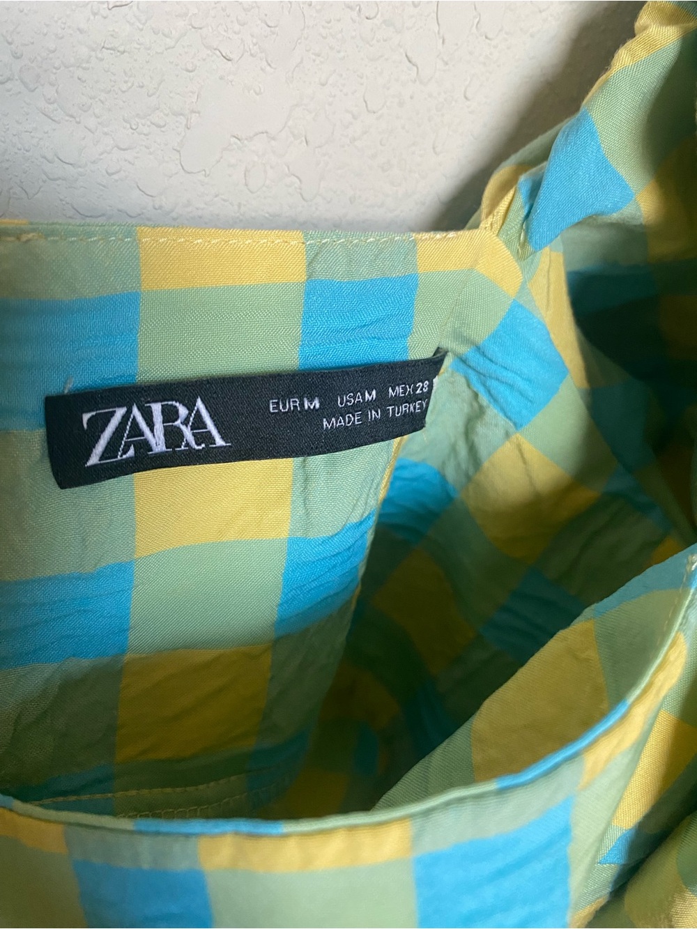 Zara Green and Yellow puff sleeve maxi dress size M - Picture 4 of 6